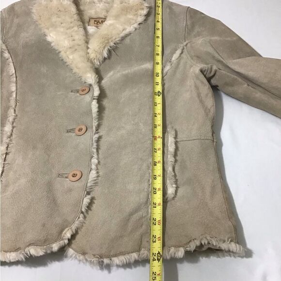 Wilsons Leather Penny Lane Style Suede Faux Fur Trim Coat Size Large - Picture 10 of 14